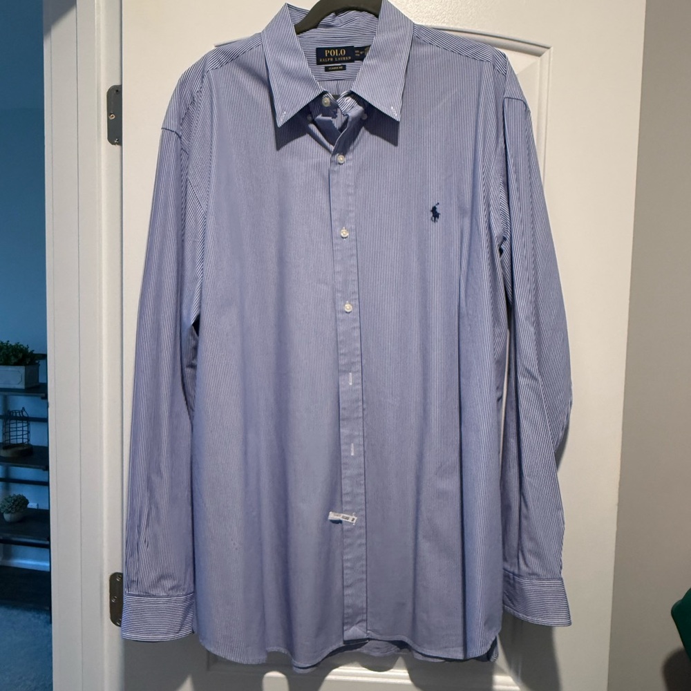 Polo by Ralph Lauren Light Blue Micro-Stripe Button-Down Shirt